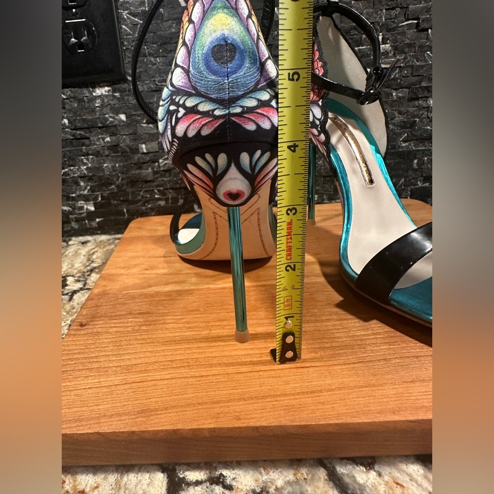 Sophia Webster Flutura Feather Peacock Metallic Stilettos Size 7 Heels Sz 37.5 - Picture 11 of 15